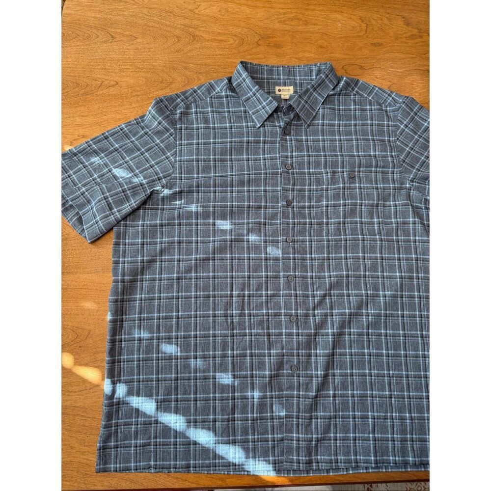 Haggar Clothing Men's Plaid Collared Short Sleeve Button Up Shirt Gray Size 3XLT
